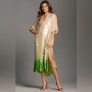 Anthropologie Dhruv Kapoor Short Sleeve Sequin Maxi Dress Small